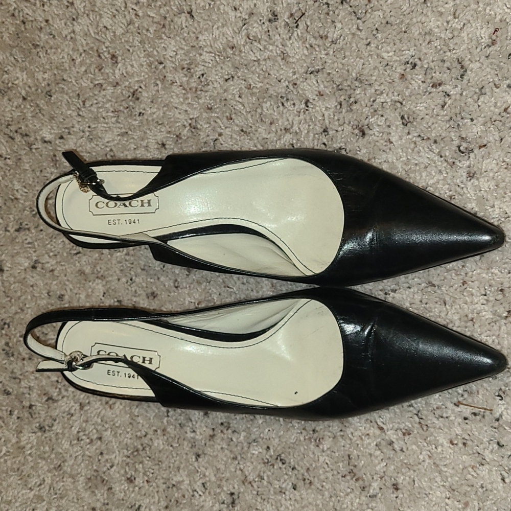 Black sling back heel